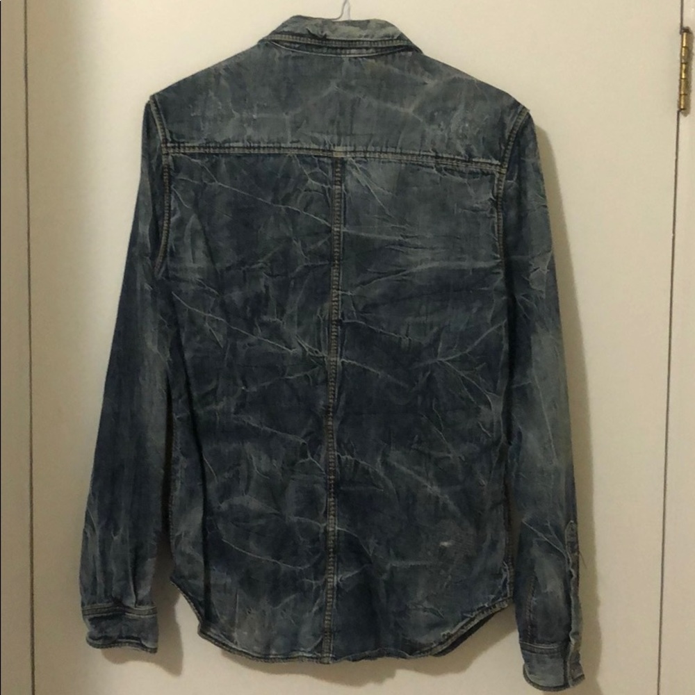 Guess Mens Distressed Long Sleeve Button Up - Picture 3 of 3